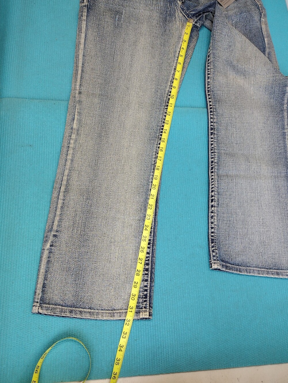 NWT AXEL Brand Men's Relaxed Straight Jeans Cotton Blue Distressed - Size 36x32 - Picture 3 of 11